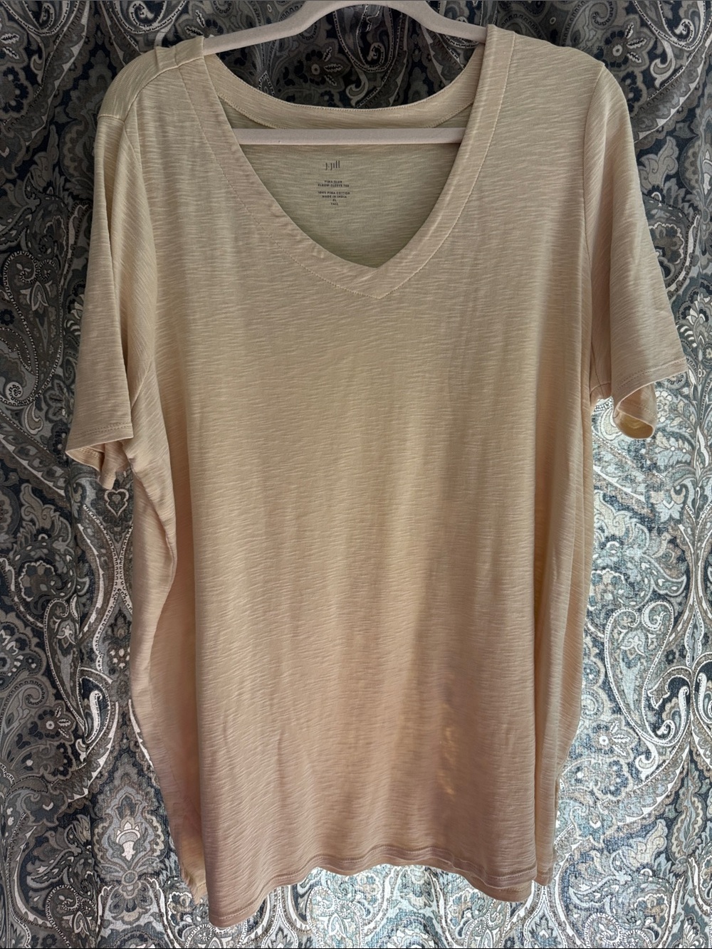J. Jill Cream V-Neck Slub Tee